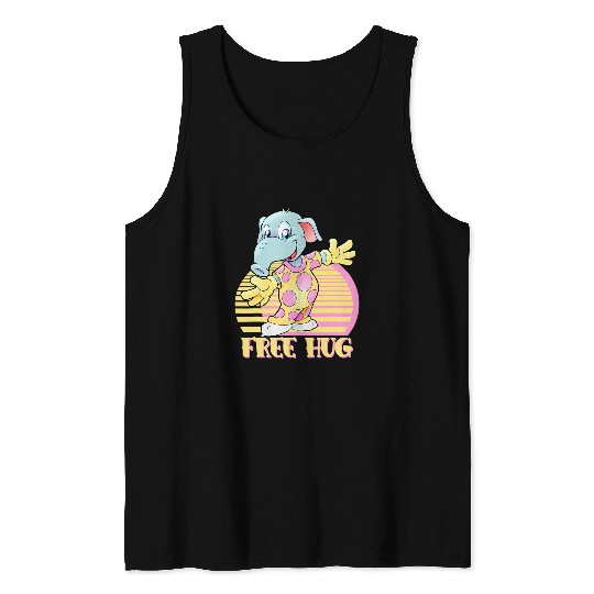 Elephant Pet frees Hug Baby Elephant In Yellow Pajamas Pink Polka Dots Tank Tops