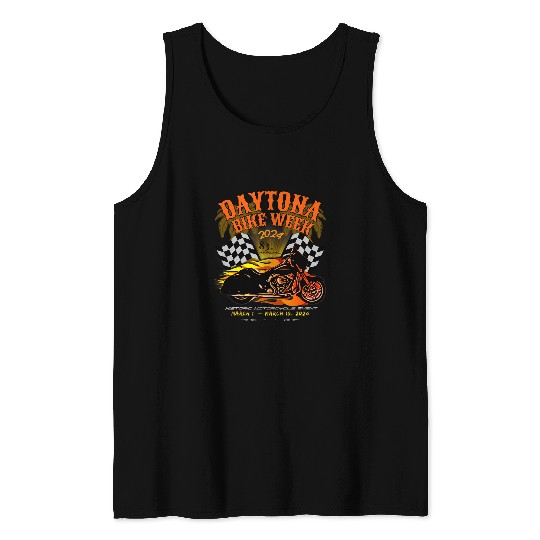2024 DAYTONA BEACH BIKE WEEK CHECKERED FLAG DESIGN ON FRONT Tank Tops