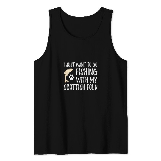 Fishing Scottish Fold For Boating Cat Mom Or Cat Dad Tank Tops