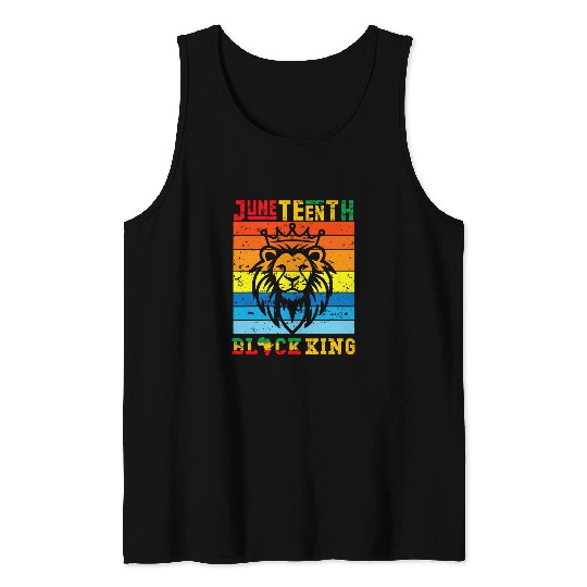 Lion Pet Juneteenth Black King Melanin Father Dad Men Son Boys Tank Tops