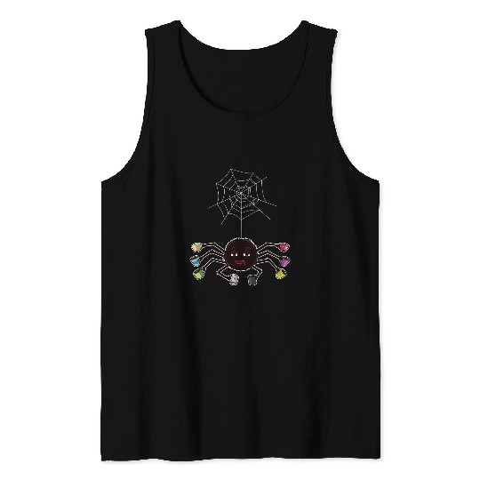Coffee Fun Spider Coffee Drinker caffeines Addict Cute Spiderweb Tank Tops
