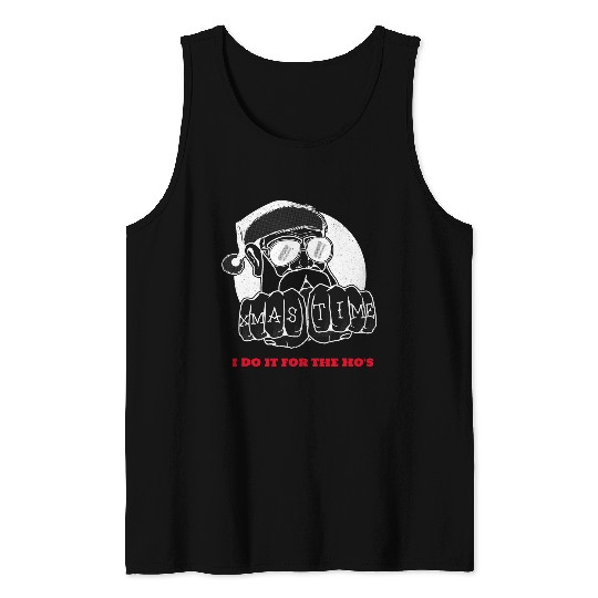 Funny Christmas Santa I Do It For The Hos Tattoo xmass Gifts Tank Tops