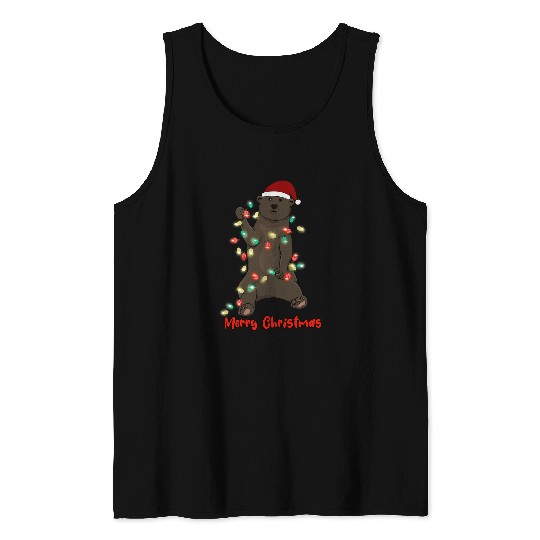 Bear Pet Funny Santa Bear Christmas Holiday Klaus Family Team Santa Tank Tops