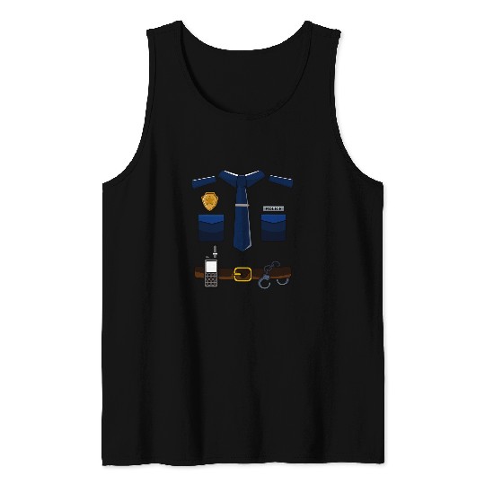 Adult Kids Halloween Cop Uniform Officer Police Costume Tank Tops