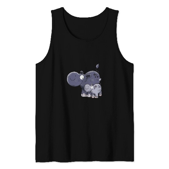 Hippo Pet Happy Hippo I Hippo Animal Print Animal Motif Tank Tops