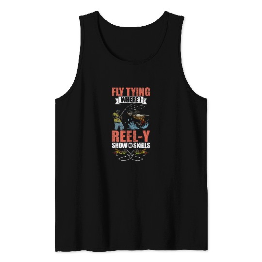 Fisherman Fish Fly Fishing Brook Trout Fishing Dry Fly Tying Tank Tops