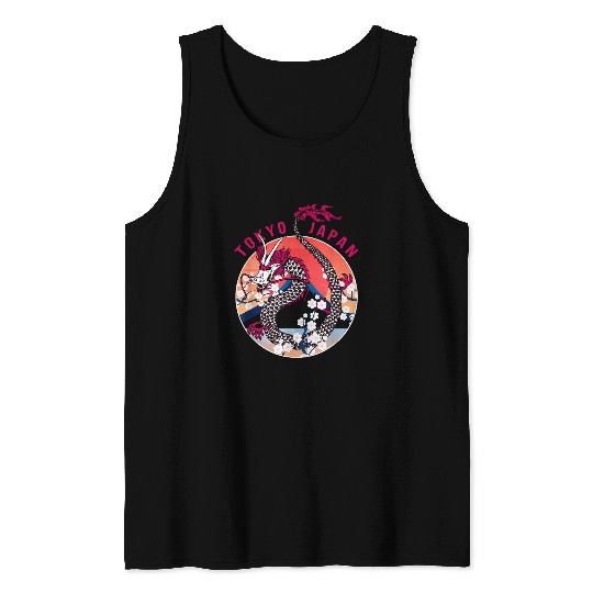 Dragon Pet Japanese Dragon retro tokyo Traditional asian style Tank Tops