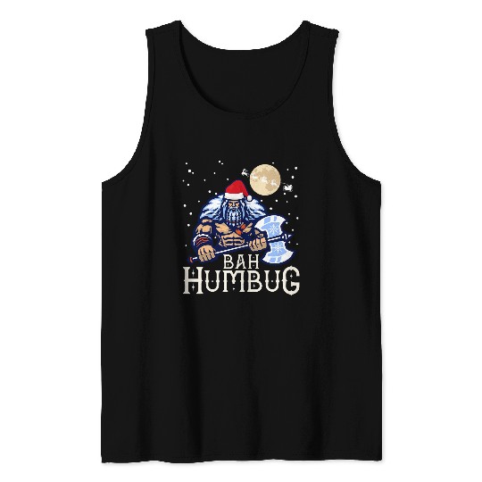 Bah Humbug with Viking Santa a Viking Christmas Ugly Sweater Tank Tops