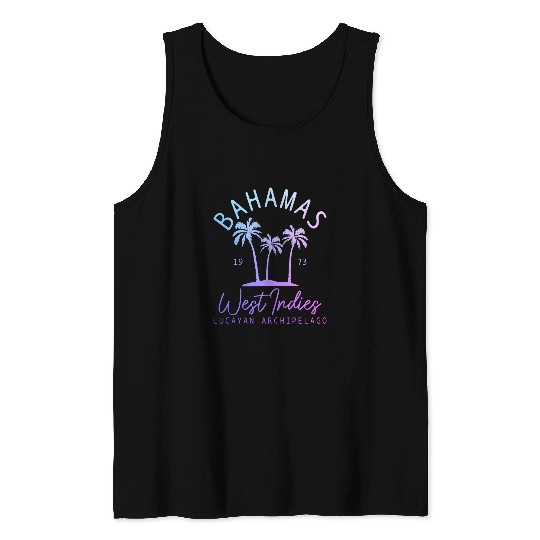 Bahamas 1973 West Indies Nassau Palm Trees Beach Surf Surfer 1 Tank Tops