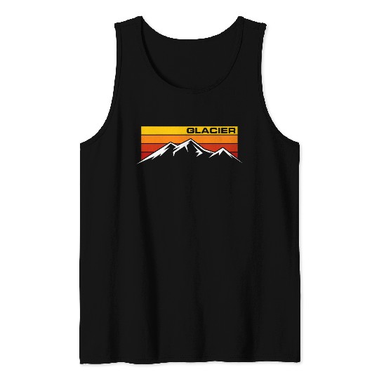 Glacier National Park Retro Mountain Line Hiking Souvenir Tank Tops