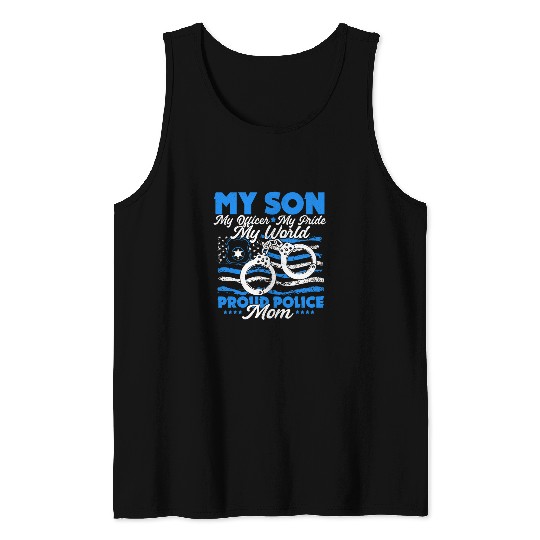 Police Job My Son Is A Brave Officer Law Enforcement Proud Police Mom Tank Tops