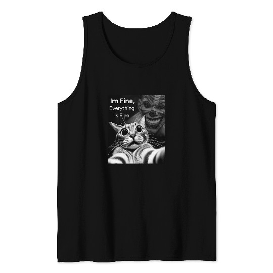 Im Fine Everything Is Fine Funny Cat Selfie Tank Tops