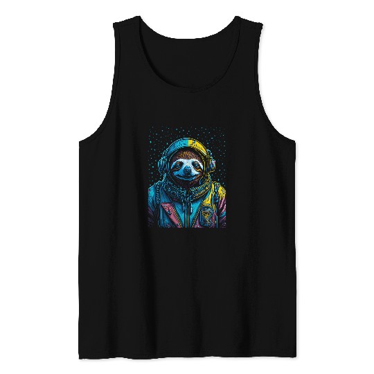 Sloth Pet Cosmic Slothtronaut Galaxy Explorer Space Sloth Graphic 1 Tank Tops