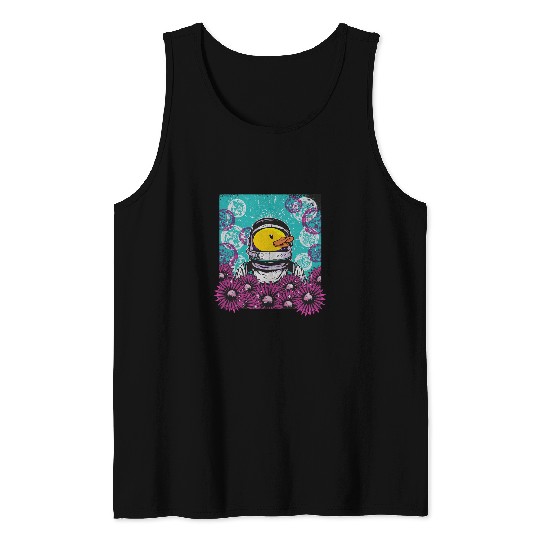 Duck Pet Astronaut Rubber Duck Space Moon Flower Rubber Ducky Duckie Tank Tops