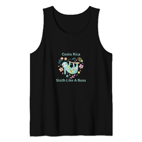 Sloth Pet Costa Rica Sloth Like a Boss Vacation Souvenir Tank Tops