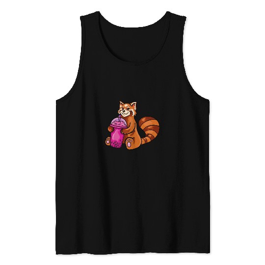 Panda Pet Funny Red Panda Drinking Bubble Boba Milk Tea Boba Tea Lover Tank Tops