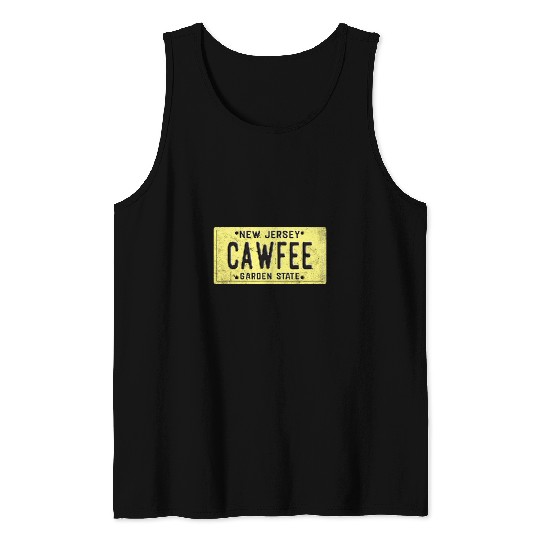 Coffee Fun Cawfee NJ New Jersey Retro License Plate Need Coffee Lover Tank Tops