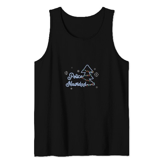 Police Job Navidad Christmas Lights Retro Graphic Oversized Tank Tops