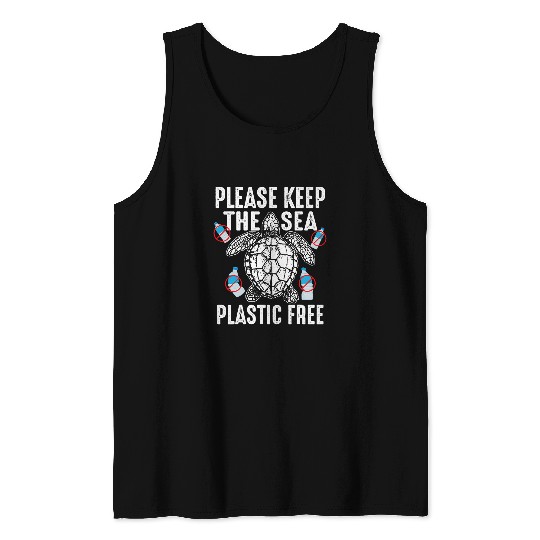 Turtle Pet Cool Please Keep The Sea Plastic frees Funny Turtle Gift 1 Tank Tops