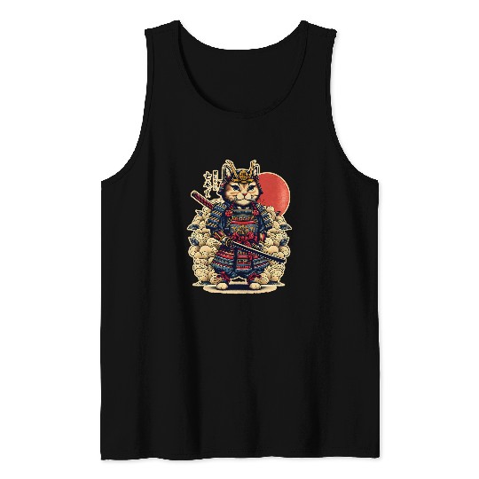 Ancient Samurai Cat Japan Culture Katana 1 Tank Tops