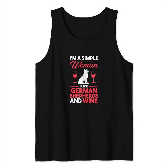 Wines Fun Dog German Shepherd Tank Tops