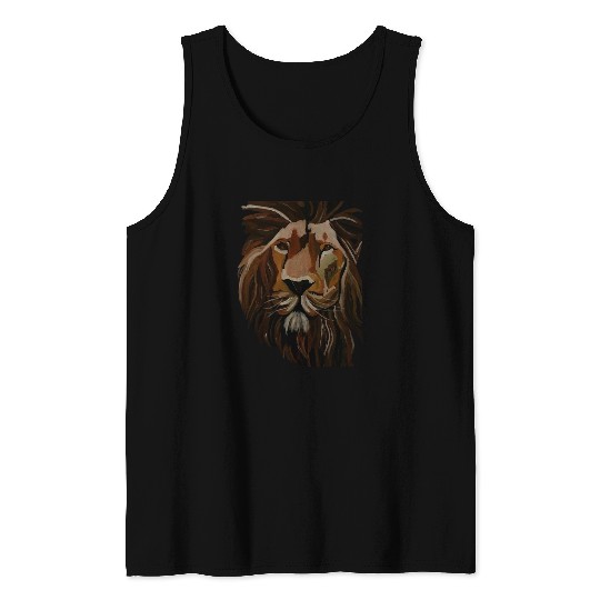 Lion Pet hand painted lion face Tank Tops