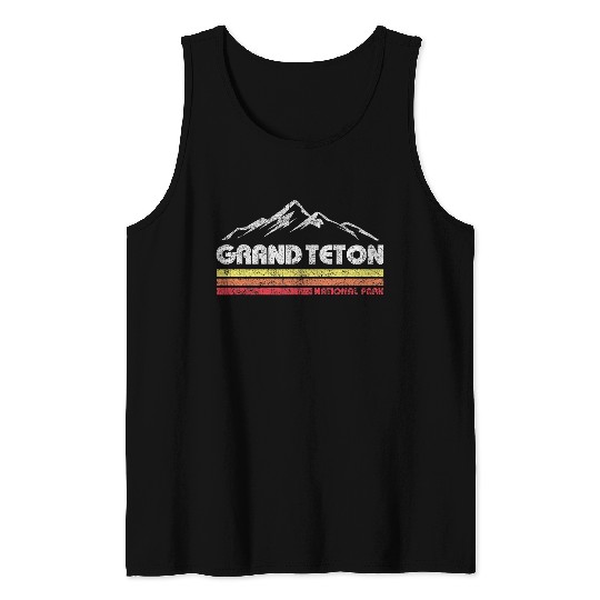 Grand Teton National Park Wyoming Retro Throwback Hiking Tank Tops