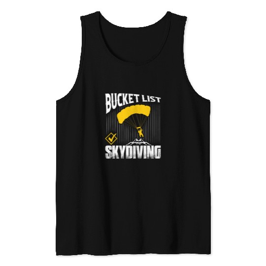 Bucket List Skydiving Skydiver Parachute Tank Tops