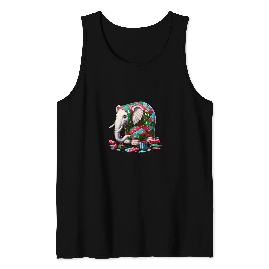 Elephant Pet Funny White Elephant Gift Wrapped Elephant Dumb Gift 14 Tank Tops