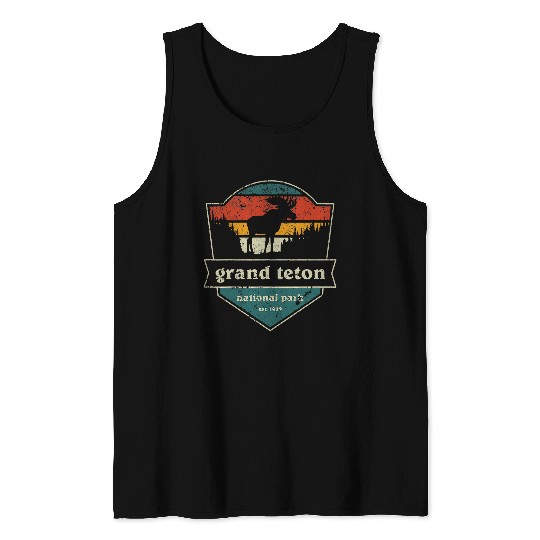 Grand Teton Nature Park Wyoming WY Mountain Hiking Est 1929 Tank Tops