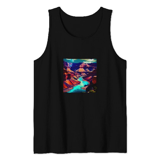 Grand Canyon Liquid Color Graphic Tank Tops