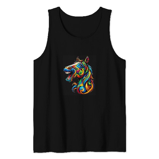 Happy Smiling Horse Pony Equestrian Horseback Riding Smiling Tank Tops