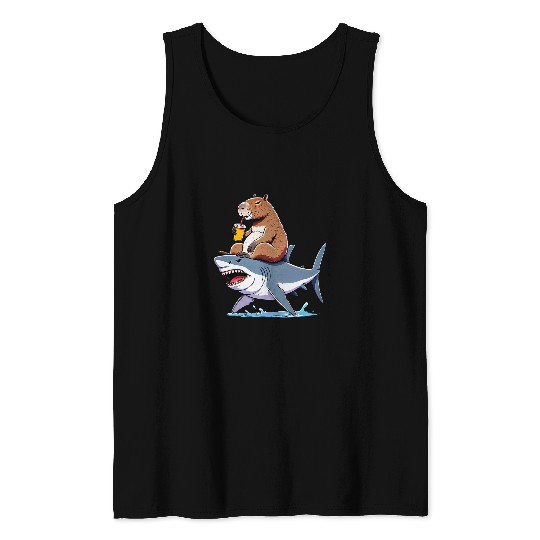 capybaras Pet Funny Great White Shark Juice Boys Girls Kids Tank Tops