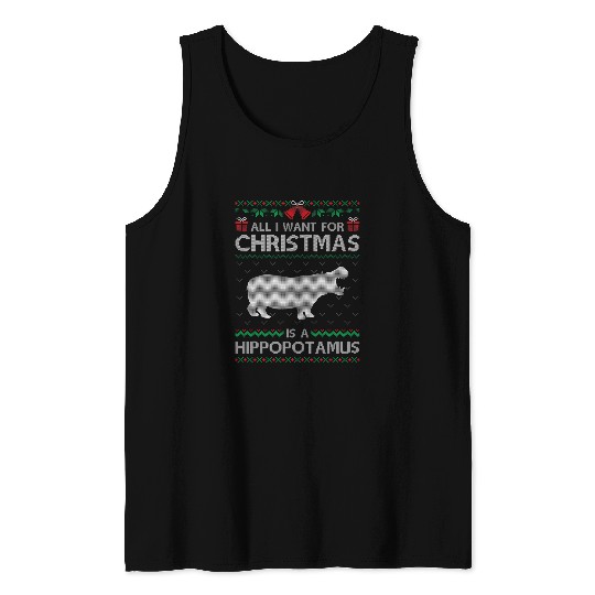 Hippo Pet I Want A Hippopotamus For Christmas Santa Hippo Ugly Sweater Tank Tops