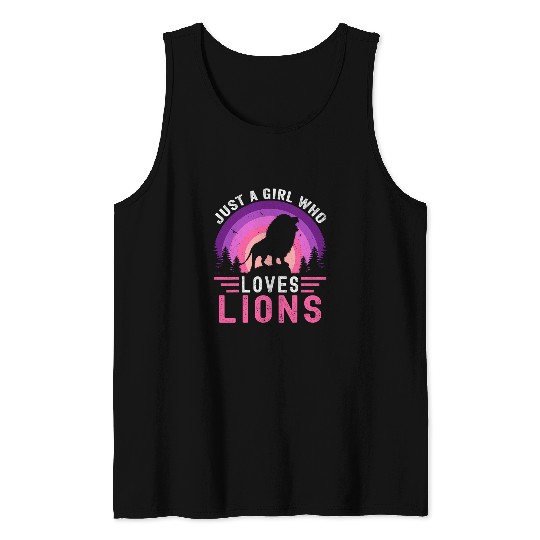 Lion Pet Just A Girl Who Loves Lions Retro vintages Lion Tank Tops