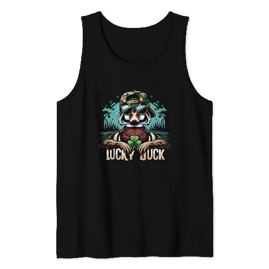 Funny Lucky Duck St Patricks Day Duck Lover Duck Hunting Tank Tops