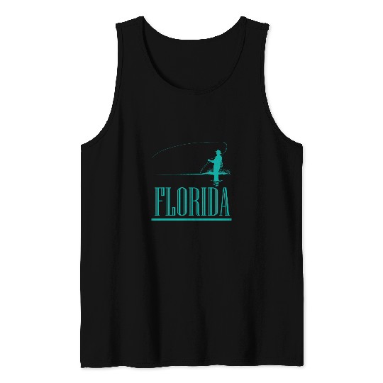 Florida Fly Fishing Fisherman Graphic Tank Tops