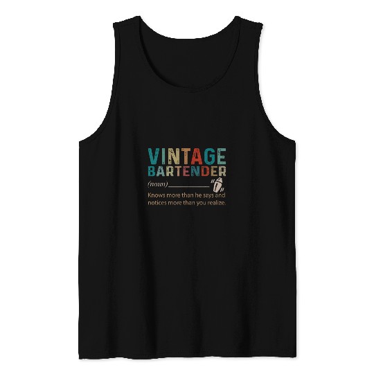 Bartender Men Noun vintages Retro Style 60s 70s 80s Tank Tops