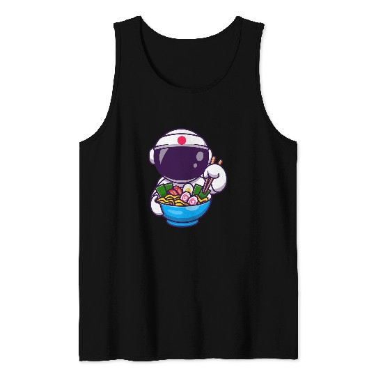 Ramen Noodle Astronaut Kawaii Cute Anime Kids Youth Boy Men Tank Tops
