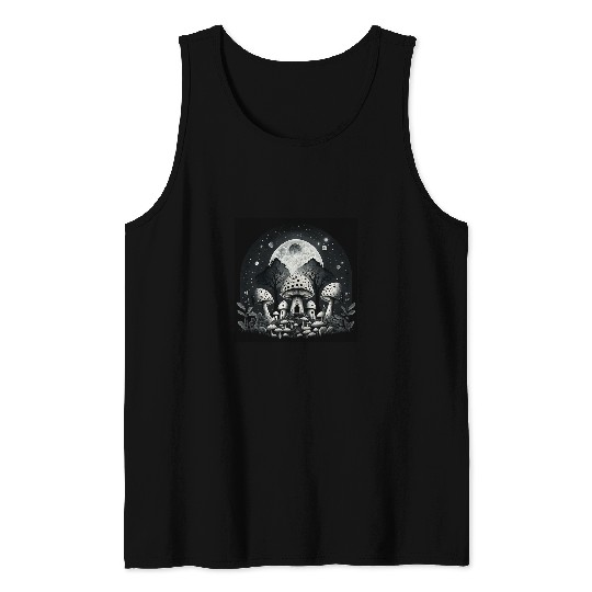 Gothic Mushroom Celestial Imagery Tank Tops