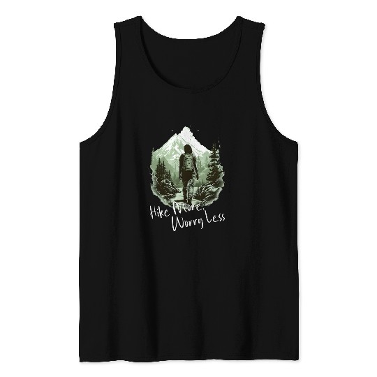 Hike More Worry Less Hiking Saying vintages Nature Graphic Tank Tops