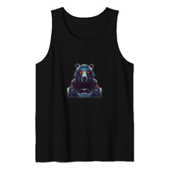Bear Pet Futuristic Robot Bear Dieselpunk Combat Steampunk Warrior Tank Tops