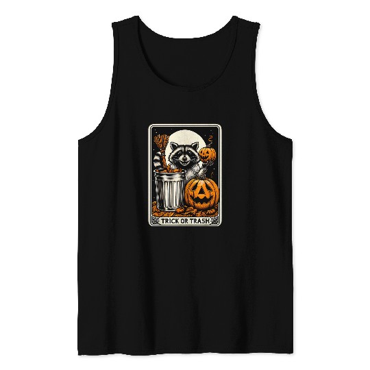 Raccoon Pet Trick Or Trash Raccoon Halloween 3 Tank Tops