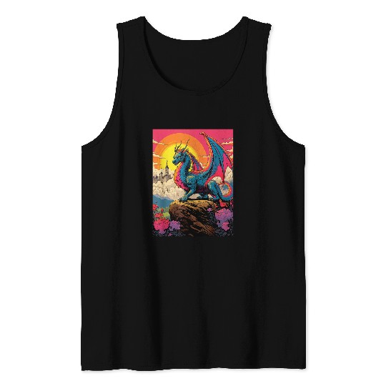 Dragon Pet Pop Art Design Dragon Castle vintages Retro Cute Tank Tops
