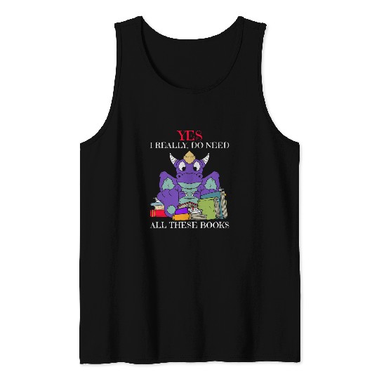 Dragon Pet Book Lover Flying Flame Book Tank Tops