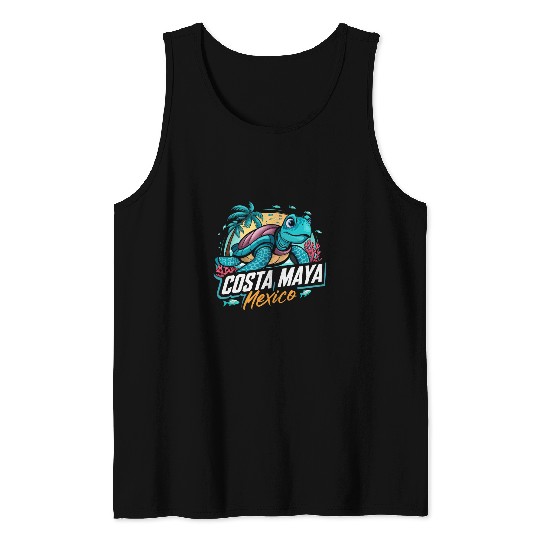 Turtle Pet Costa Maya Mexico Turtle Vacation Souvenir Beach 4 Tank Tops