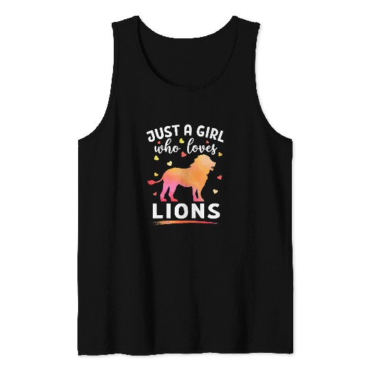 Lion Pet Just A Girl Who Loves Lions Watercolor Lion Lovers Tank Tops