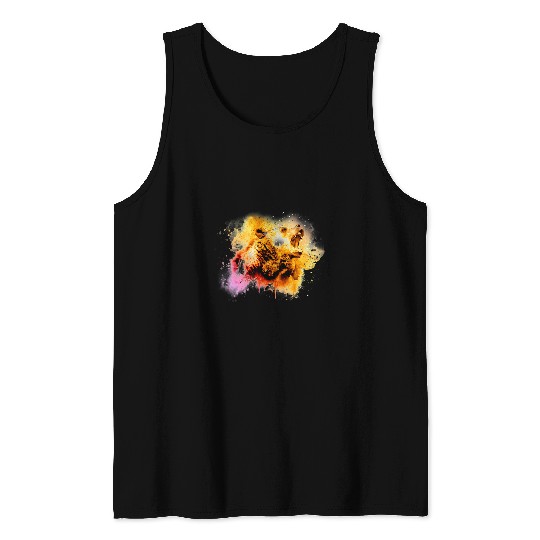 Bear Pet Bear Brown Black Grizzly Watercolor Art Animal Lover Tank Tops