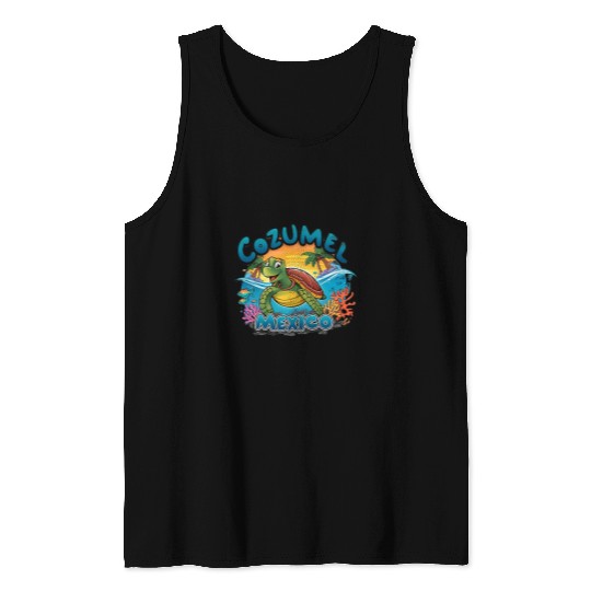 Turtle Pet Cozumel Mexico Vacation Sea Turtle Tank Tops