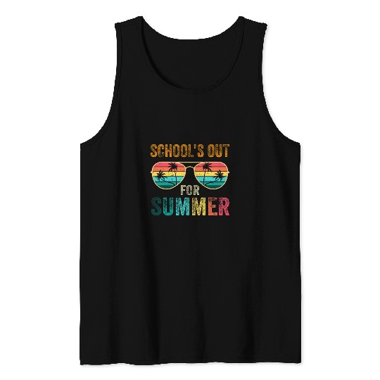 Last Day Of School Retro Schools Out For Summer Teacher 3 Tank Tops
